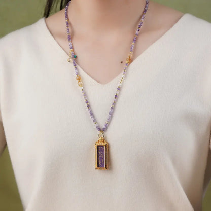 🔮Amethyst  Necklace - Natural Crystal Healing Pendant