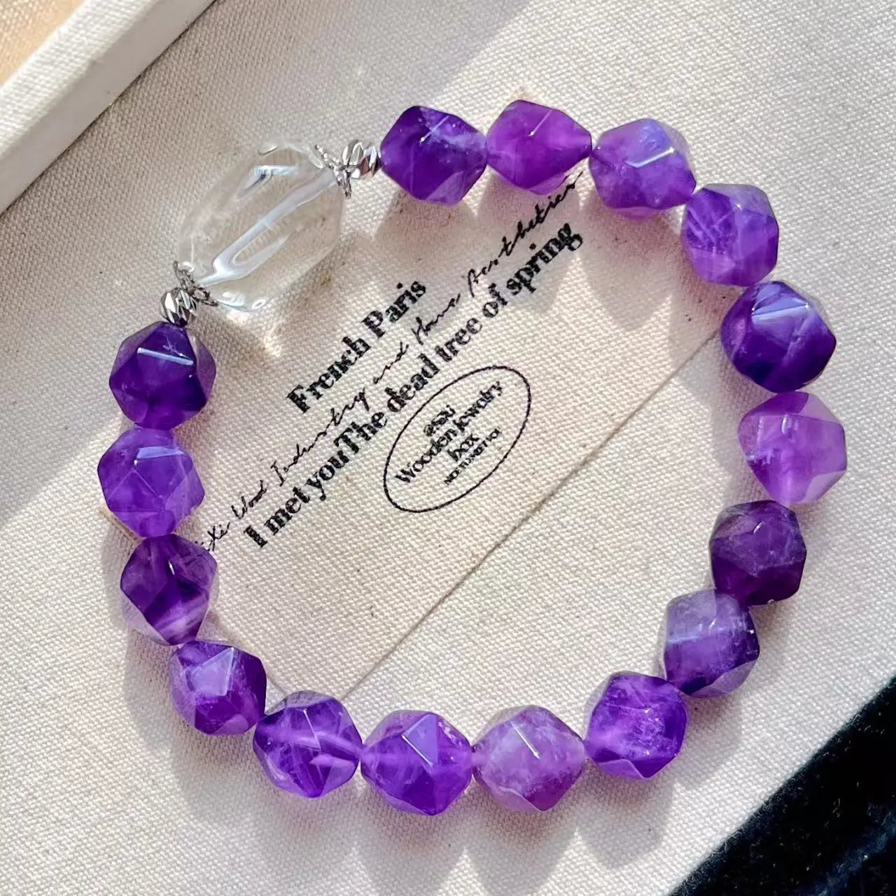 Vintage Amethyst & White Crystal Bracelet - Versatile Everyday Jewelry