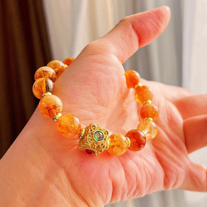 10mm Natural Citrine Bracelet | Premium Autumn & Winter Maillard Style