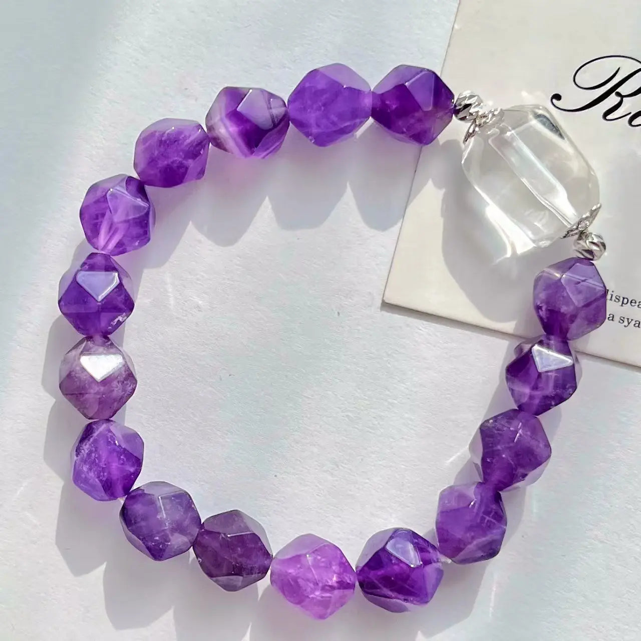 Vintage Amethyst & White Crystal Bracelet - Versatile Everyday Jewelry