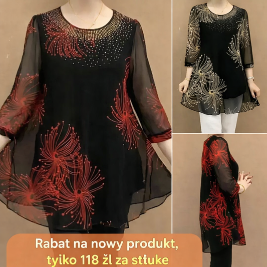✨【Nowość 2026】Modna damska koszulka z nadrukiem z szyfonu