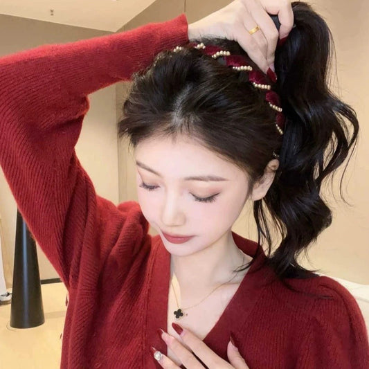 🔥Elegancka opaska do włosów z perełkami w stylu vintage