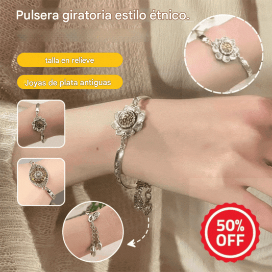 🔥【Compra 1 y llévate 1 gratis】Pulsera de loto giratoria con mantra de seis caracteres de la suerte 2026