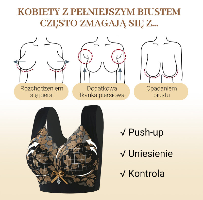 ✨【Opakowanie 3/6 sztuk】💖 Biustonosz koronkowy dla kobiet w dużych rozmiarach – bez fiszbin, push-up, modelujący, oddychający