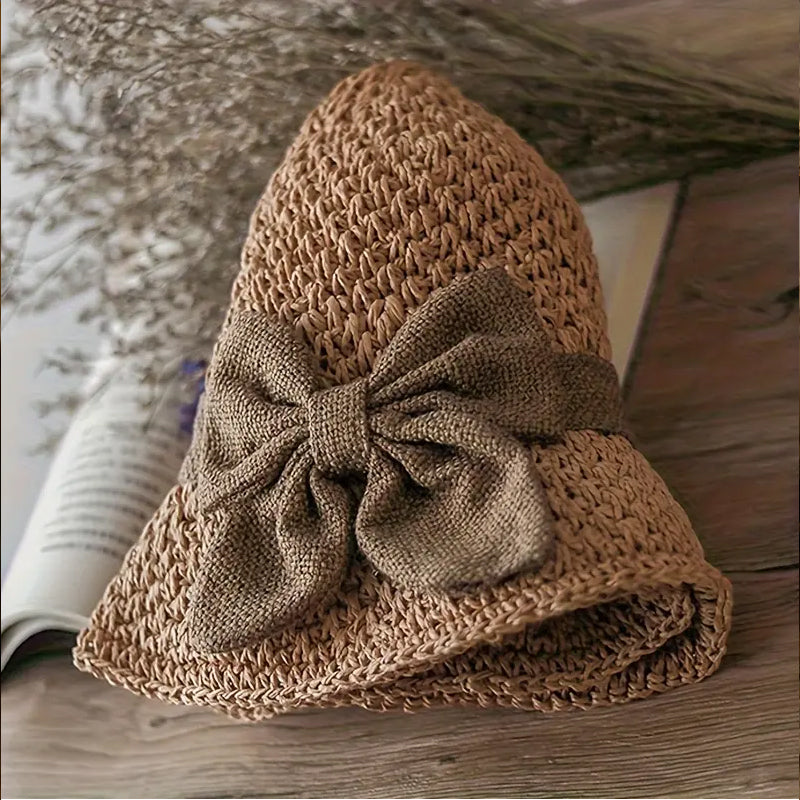 🏖️👒Elegancki słomkowy kapelusz z plecionym brzegiem i kokardką