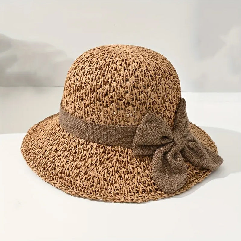 🏖️👒Elegancki słomkowy kapelusz z plecionym brzegiem i kokardką
