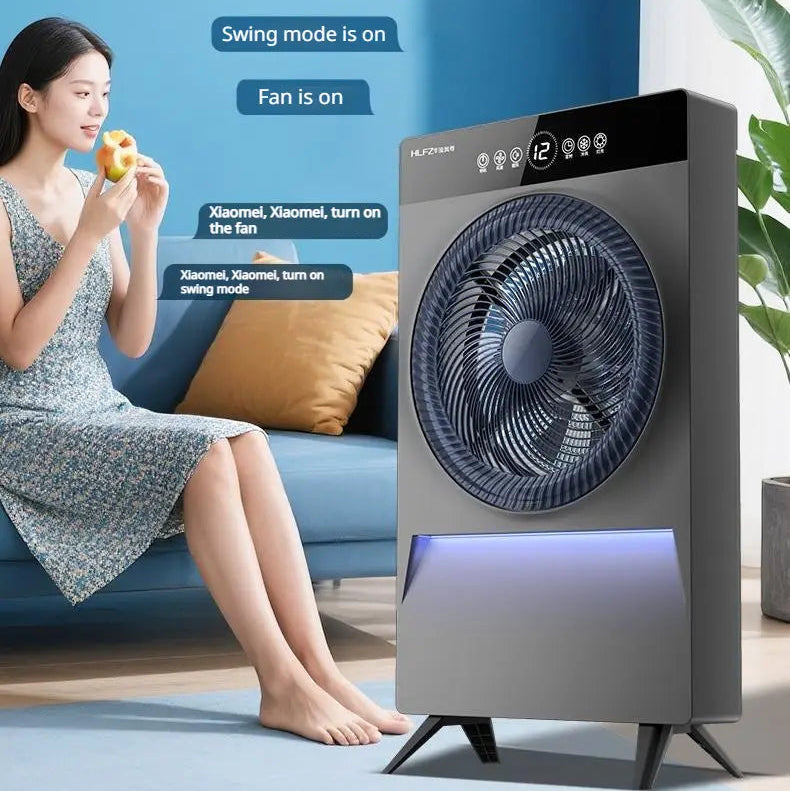 Voice-Controlled Air Circulation Fan | Floor-Standing Mist Cooler