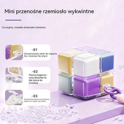 🎉 Nowość 2026! 🎉 – przenośne pudełko na tabletki w kształcie kostki Rubika, duża pojemność – szczelne pudełko do przechowywania