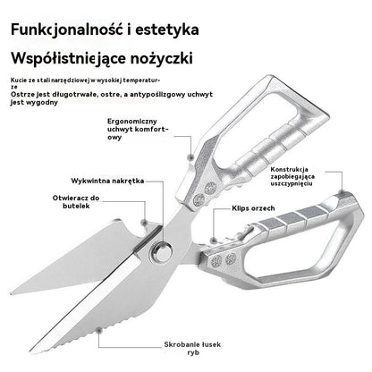 ✂️🍗Wytrzymałe wielofunkcyjne nożyczki kuchenne ze stali nierdzewnej🐟🥦