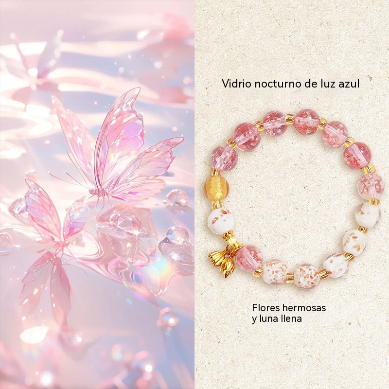 🌙 Efecto fosforescente 💑 Pulsera de cristal "Amor a través de dos vidas" - brilla en la oscuridad