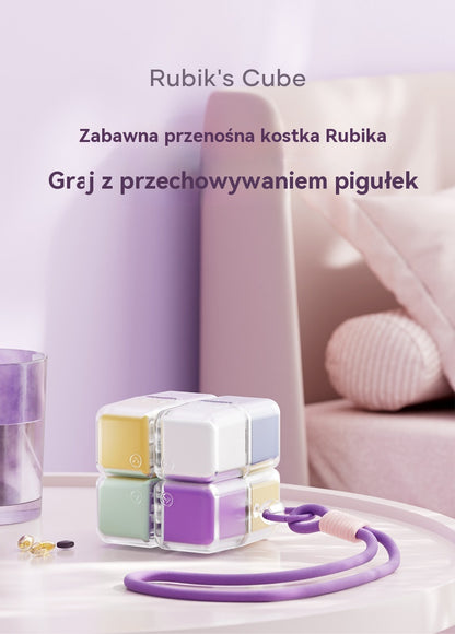 🎉 Nowość 2026! 🎉 – przenośne pudełko na tabletki w kształcie kostki Rubika, duża pojemność – szczelne pudełko do przechowywania