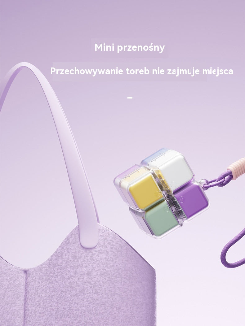 🎉 Nowość 2026! 🎉 – przenośne pudełko na tabletki w kształcie kostki Rubika, duża pojemność – szczelne pudełko do przechowywania