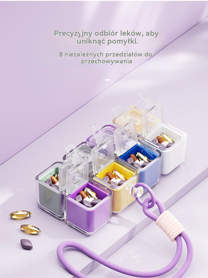 🎉 Nowość 2026! 🎉 – przenośne pudełko na tabletki w kształcie kostki Rubika, duża pojemność – szczelne pudełko do przechowywania