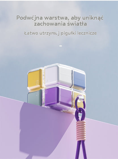 🎉 Nowość 2026! 🎉 – przenośne pudełko na tabletki w kształcie kostki Rubika, duża pojemność – szczelne pudełko do przechowywania