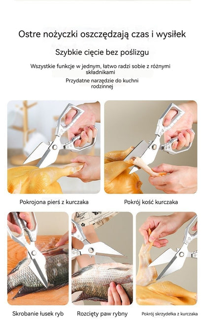 ✂️🍗Wytrzymałe wielofunkcyjne nożyczki kuchenne ze stali nierdzewnej🐟🥦